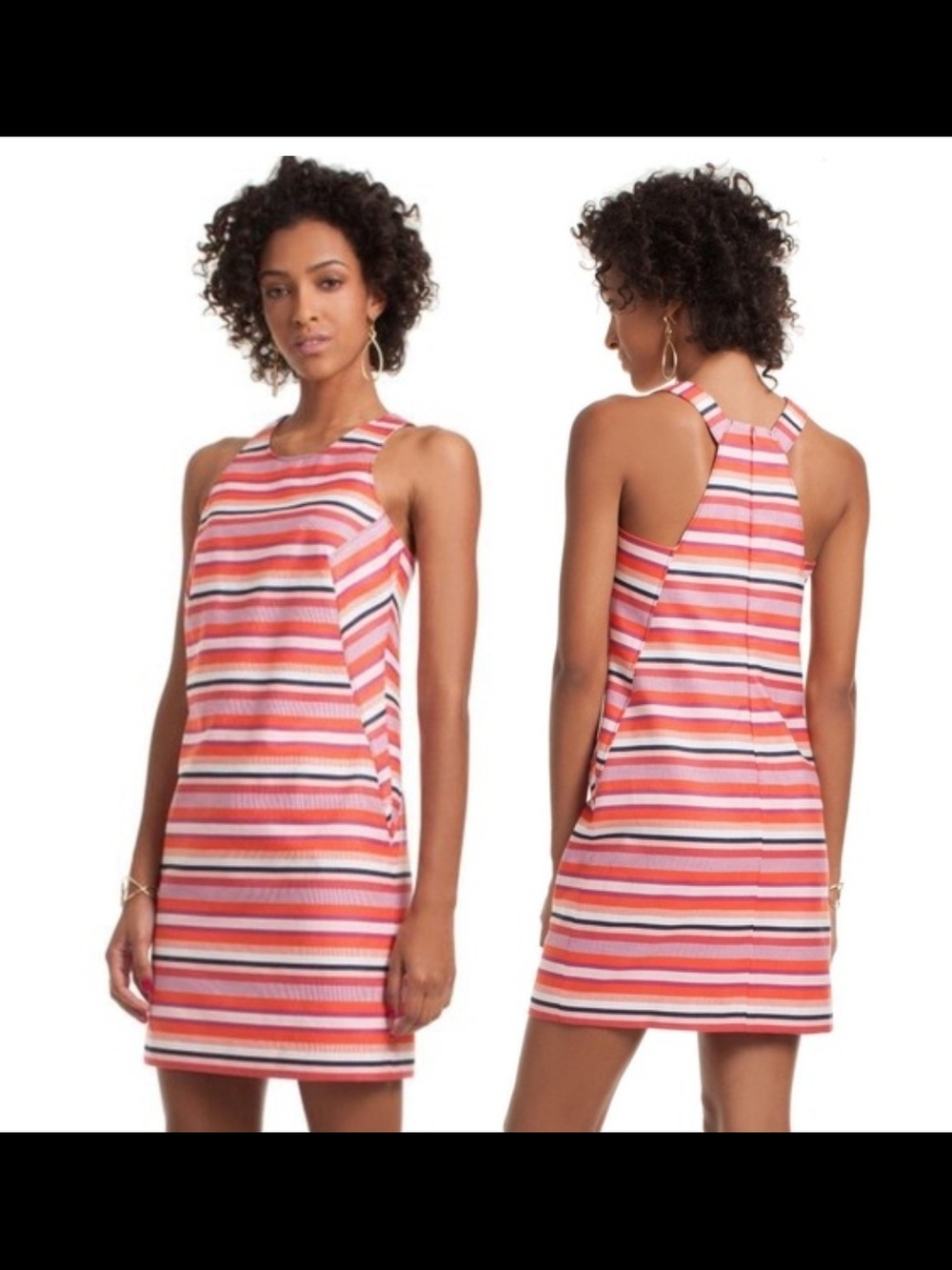 Trina Turk Women's Striped Sleeveless Sheat Colorful Visalia Dress 10
